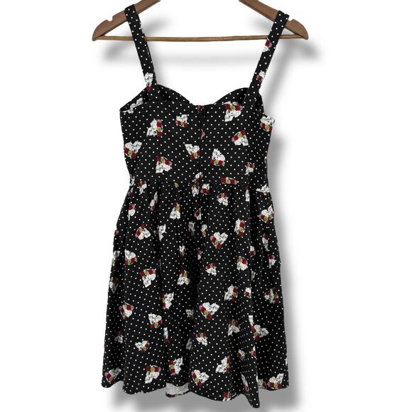 Hot Topic Skull Flower Polka Dot Mini Dress Size Small Punk Goth Halloween - Picture 5 of 6